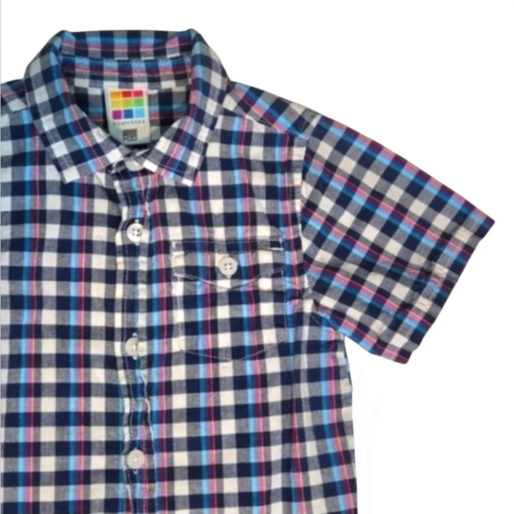 NEW Toddler Kids Classic Plaid Button Down Shirts - Blue and Red Bundle